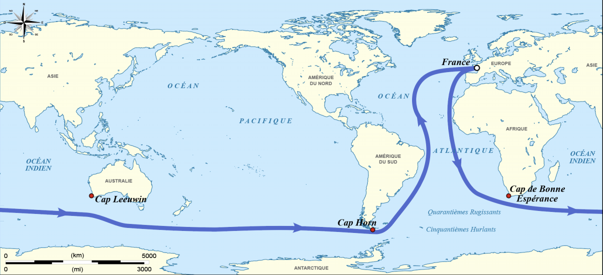 Route du Vendée Globe et les différents caps